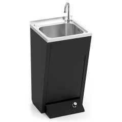 Lavamanos registrable negro c/pedestal un pulsador agua fría y caliente 450x450x850 mm - Serie Black