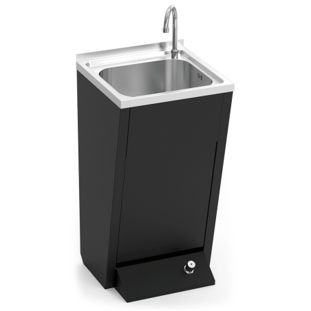 Lavamanos registrable negro c/pedestal un pulsador agua fría y caliente 450x450x850 mm - Serie Black