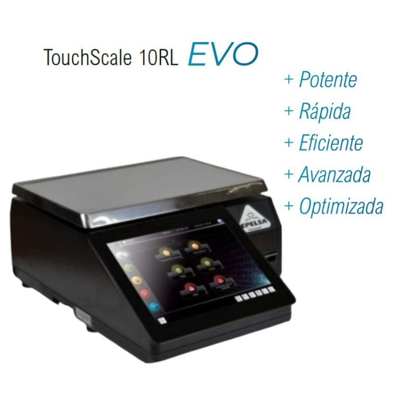 Balanza Epelsa TouchScale 10 RL EVO plana con impresora térmica de etiquetas