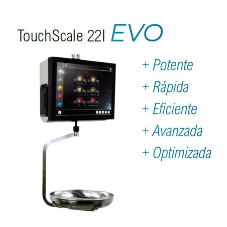 Balanza Epelsa TouchScale 22 I EVO colgada con impresora térmica de ticket