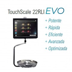 Balanza Epelsa TouchScale 22 RLI EVO colgada con impresora térmica de tickets y etiquetas