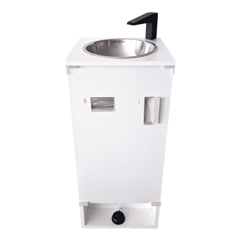 Lavamanos autónomo portátil Higienex PLUS eléctrico en melamina blanca con dispensador de papel