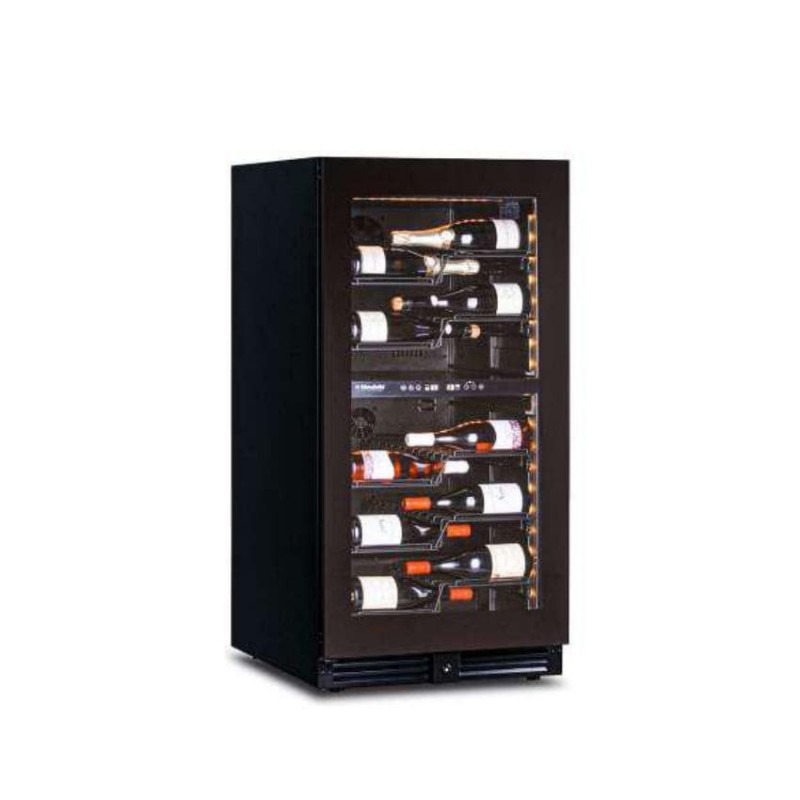 Vitrina de vino 2 temperaturas y puerta de cristal en negro Horekus