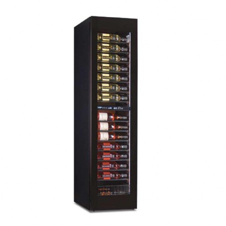 Vitrina de vino 2 temperaturas con estante de madera y puerta de cristal Horekus