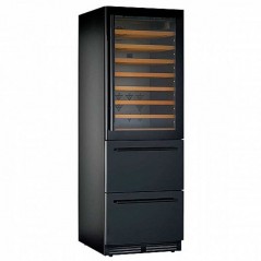 Vitrina de vino mini KDW 190 1TB con estantes de madera, puertas de cristal y cajones inferiores Horekus