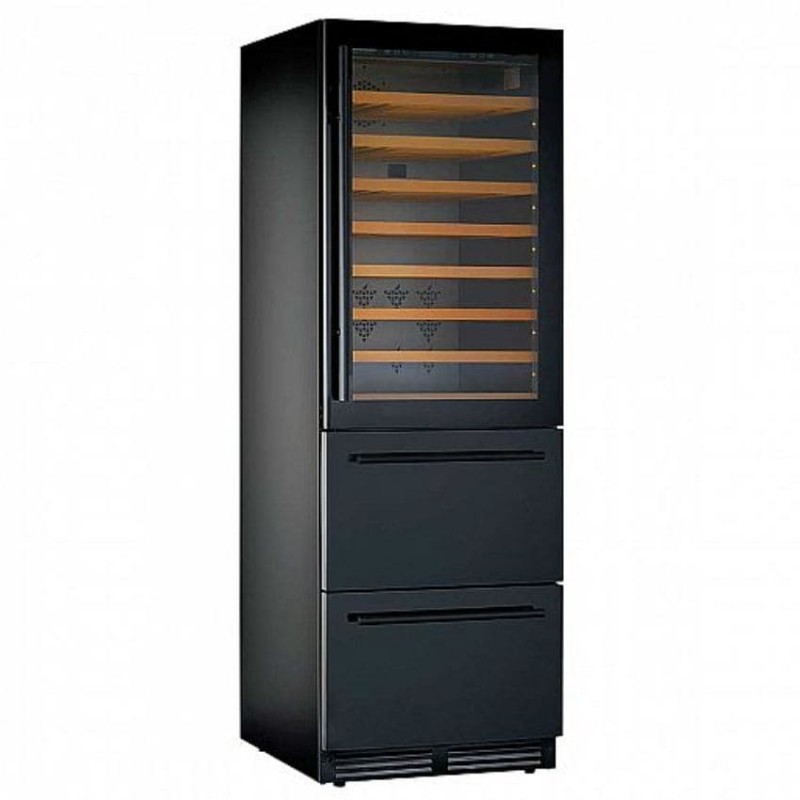 Vitrina de vino mini KDW 190 1TB con estantes de madera, puertas de cristal y cajones inferiores Horekus