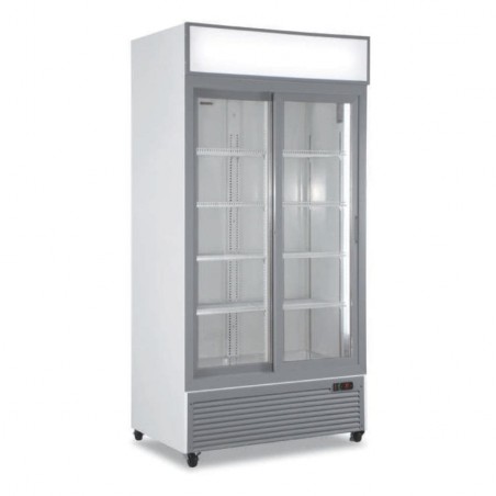Armario expositor vertical refrigerado con puertas correderas y termostato EVCO digital Horekus