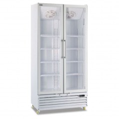 Armario expositor vertical refrigerado con puertas dobles abatibles y termostato EVCO Horekus