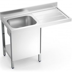 Fregadero para lavavajillas con puerta abatible, cubeta y escurridor en acero inox