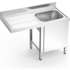 Fregadero para lavavajillas con puerta abatible, cubeta y escurridor en acero inox