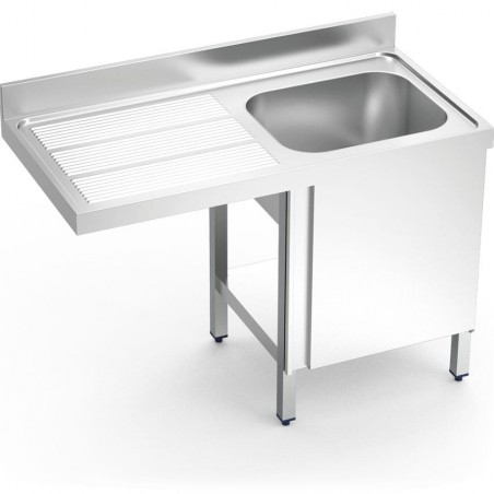 Fregadero para lavavajillas con puerta abatible, cubeta y escurridor en acero inox