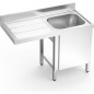 Fregadero para lavavajillas con puerta abatible, cubeta y escurridor en acero inox