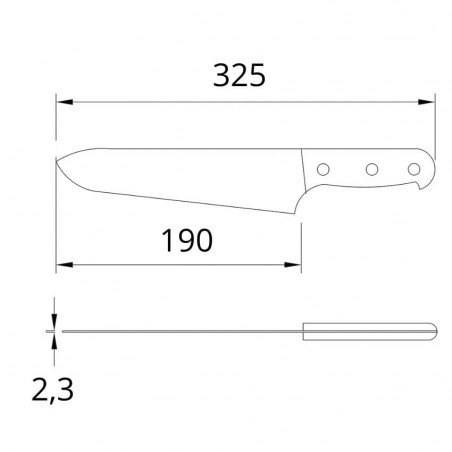 Cuchillo de cocina con mango de acero inoxidable antideslizante GripMaster