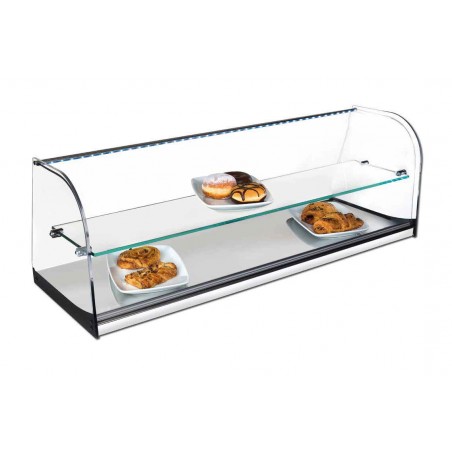 Vitrina neutra con cristal curvo - Modelo INOX VCL