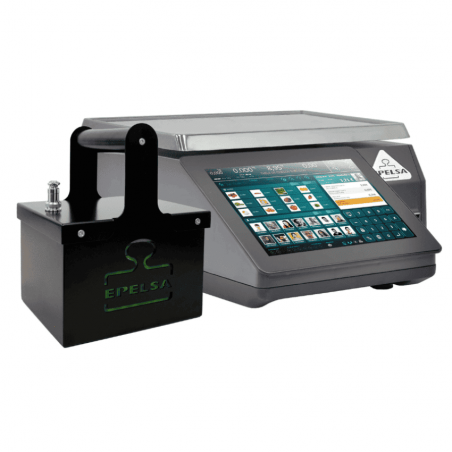 Balanza Epelsa TouchScale XS e-Power 10 RL plana con batería externa e impresora térmica de etiquetas