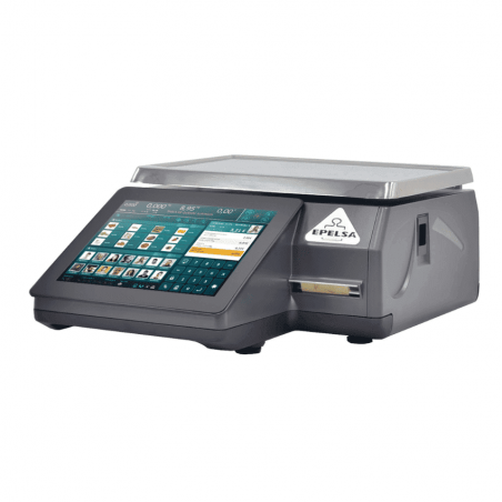 Balanza Epelsa TouchScale XS e-Power 10 RL plana con batería externa e impresora térmica de etiquetas