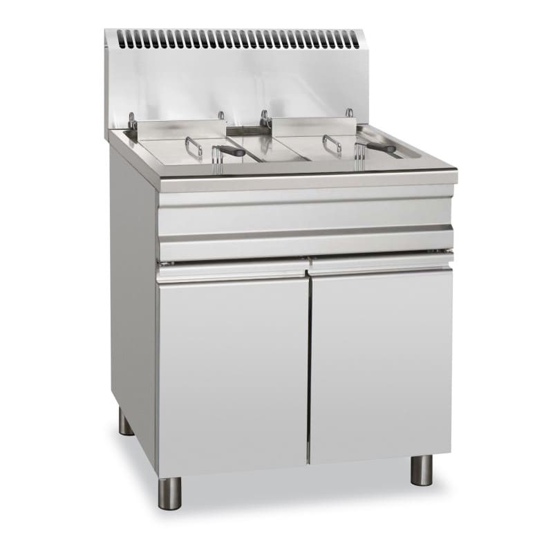 Freidora a gas 14+14L 13+13kW con muble Stand Alone