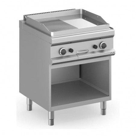 Frytop a gas con mueble placa lisa-ranurada cromo duro MAGISTRA PLUS fondo 700