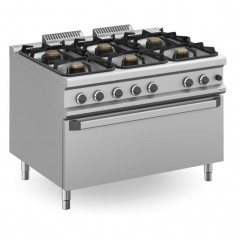 Cocina a gas con horno extragrande a gas con 6 fuegos de 7 y 11 kW MAGISTRA PLUS fondo 900