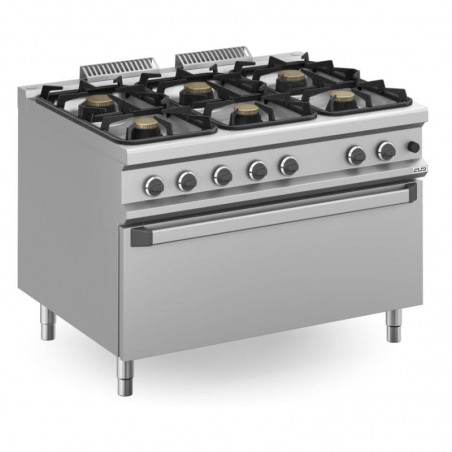 Cocina a gas con horno extragrande a gas con 6 fuegos de 7 y 11 kW MAGISTRA PLUS fondo 900