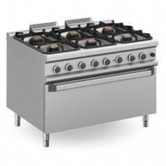 Cocina a gas con horno extragrande a gas con grill y 6 fuegos de 7 y 11kW MAGISTRA PLUS fondo 900