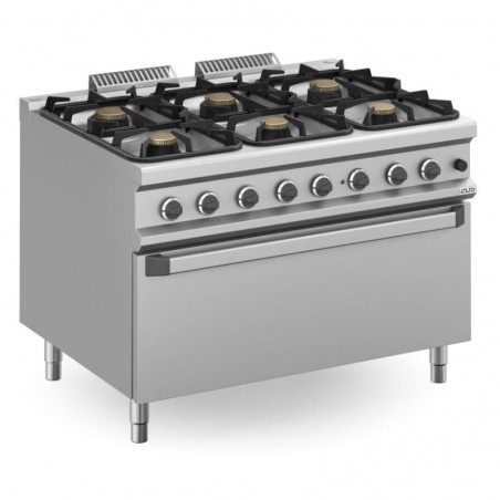 Cocina a gas con horno extragrande a gas con grill y 6 fuegos de 7 y 11kW MAGISTRA PLUS fondo 900