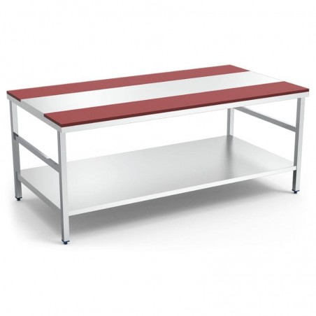 Mesa de despiece de polietileno con entrepaño de acero inox