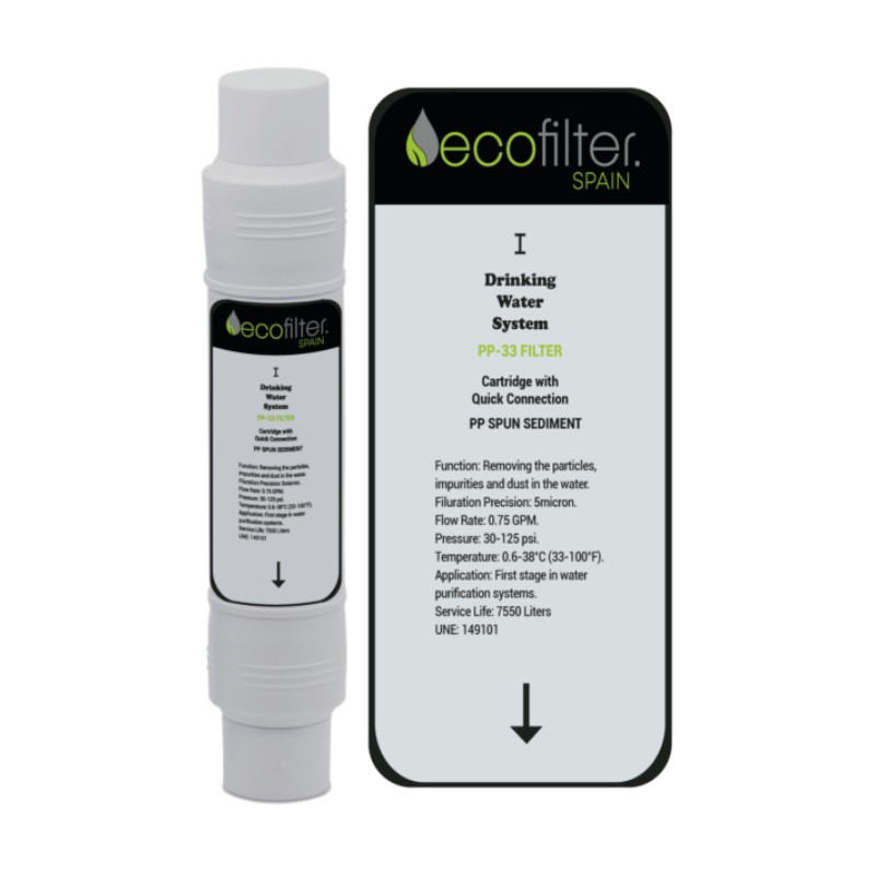 Filtro de Sedimentos I-ECOFILTER PP-33 compatible con Fuentes Ecooler