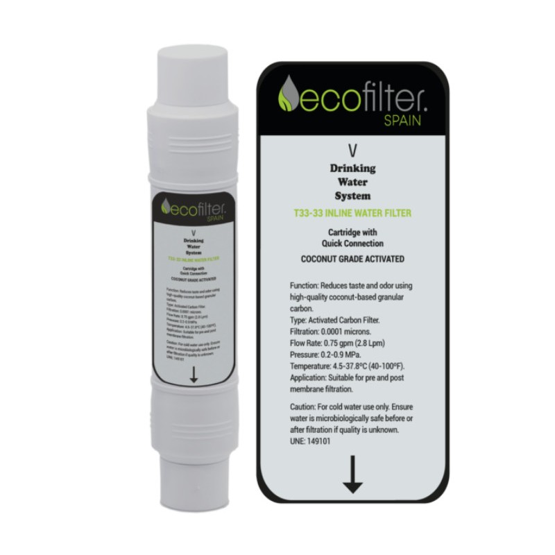 Filtro carbón activo V-ECOFILTER T33-33 para fuentes Ecooler