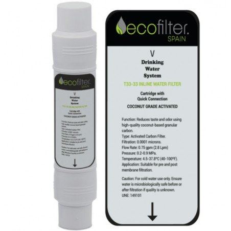 Filtro carbón activo V-ECOFILTER T33-33 para fuentes Ecooler