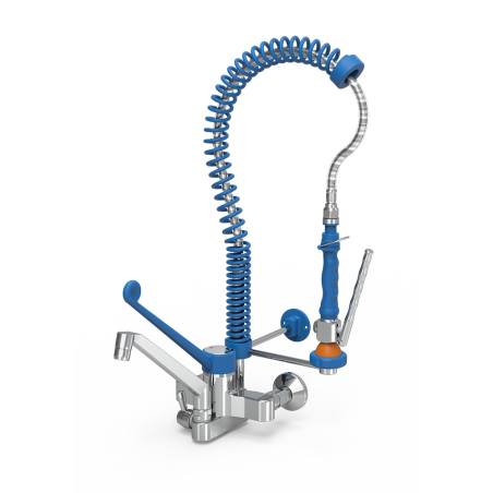 Grifo ducha mural extra-bajo con caño elevado Serie Monoblock 450x600 mm. Modelo 463098
