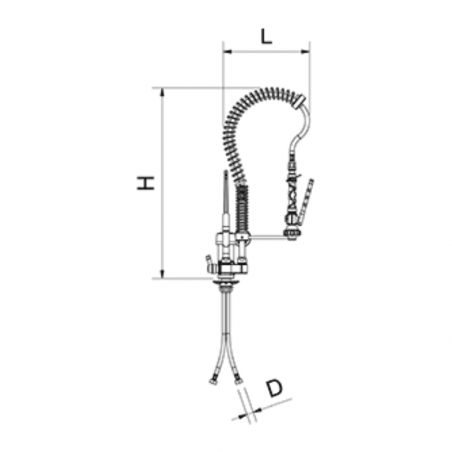 Grifo de ducha extra-bajo dos aguas con caño Serie Monoblock. Modelo 463032