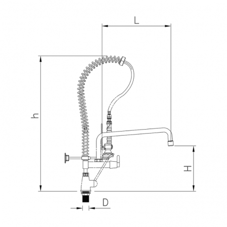Grifo ducha extra-bajo con caño dos aguas Serie MN. Modelo 463040