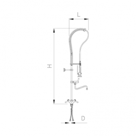 Grifo ducha con caño dos aguas Serie LV. Modelo 463048