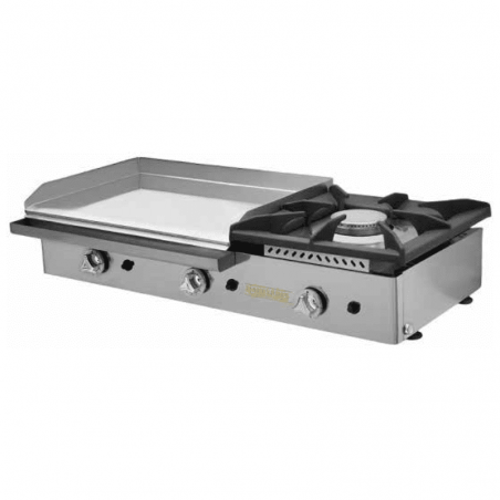 Plancha de cromo duro con fogón a gas.