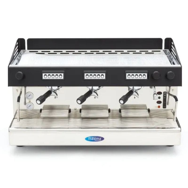 Máquina de café espressso 3 grupos 540 tazas por hora Maxima Máquina de café espressso 3 grupos 540 tazas por hora Maxima