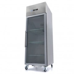 Congelador 600 litros GN 2/1 inox con puerta cristal y ruedas Maxima