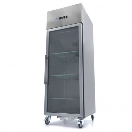 Congelador 600 litros GN 2/1 inox con puerta cristal y ruedas Maxima