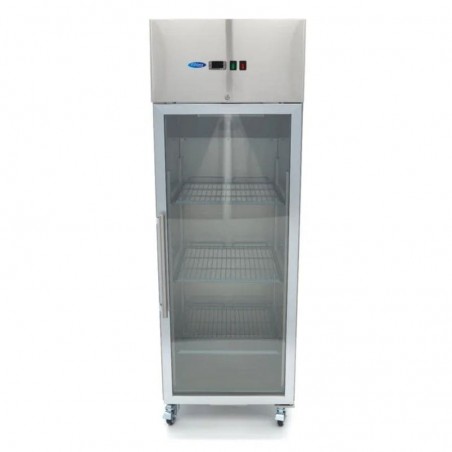 Congelador 600 litros GN 2/1 inox con puerta cristal y ruedas Maxima