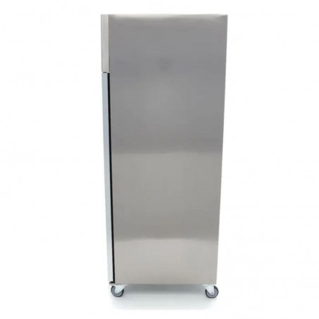 Congelador 700 litros en acero inoxidable con puerta de cristal, 3 estantes 2/1GN ajustables y ruedas Maxima