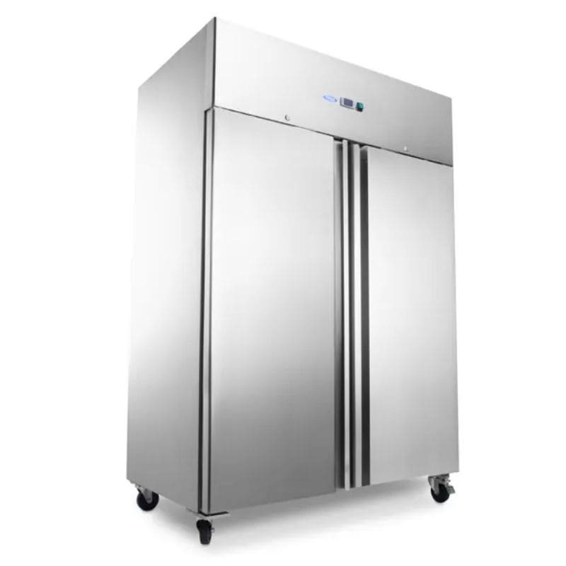 Congelador 800 litros con doble puerta, 6 estantes ajustables y ruedas Maxima Congelador 800 litros con doble puerta, 6 estantes ajustables y ruedas Maxima