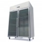 Congelador 1200 litros con doble puerta de cristal, 6 estantes y ruedas Maxima Congelador 1200 litros con doble puerta de cristal, 6 estantes y ruedas Maxima