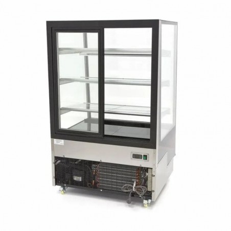 Vitrina refrigerada expositora sobre ruedas en negro Maxima
