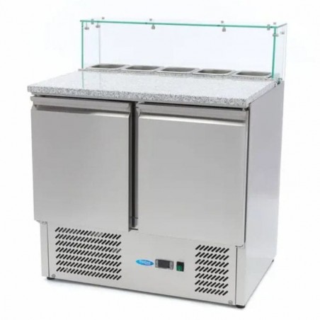 Mesa refrigerada para pizza con tapa de cristal Maxima