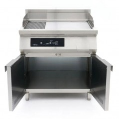 Plancha inducción doble lisa y ranurada con soporte fondo 700 Maxima