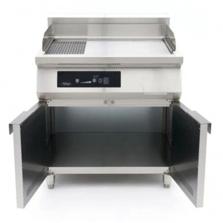 Plancha inducción doble lisa y ranurada con soporte fondo 700 Maxima
