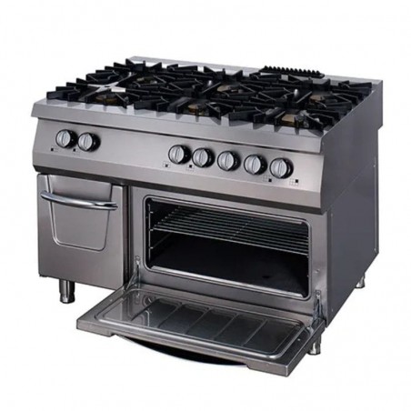 Cocina a gas con 6 fuegos y horno eléctrico fondo 900 Premium Maxima