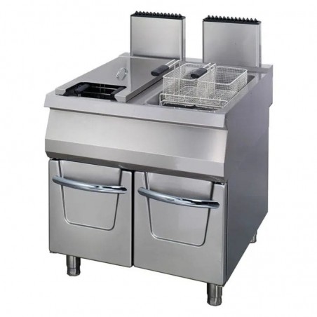 Freidora a gas 2 cubas 22+22 litros con grifo de vaciado fondo 900 Premium Maxima