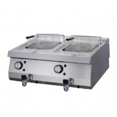 Freidora eléctrica sobremesa 2 cubas 12+12 litros  con grifo de vaciado fondo 700 Heavy Duty Maxima