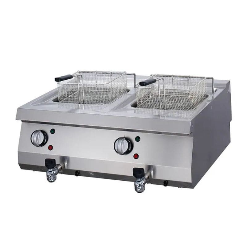 Freidora eléctrica sobremesa 2 cubas 12+12 litros con grifo de vaciado fondo 700 Heavy Duty Maxima Freidora eléctrica sobremesa 2 cubas 12+12 litros con grifo de vaciado fondo 700 Heavy Duty Maxima